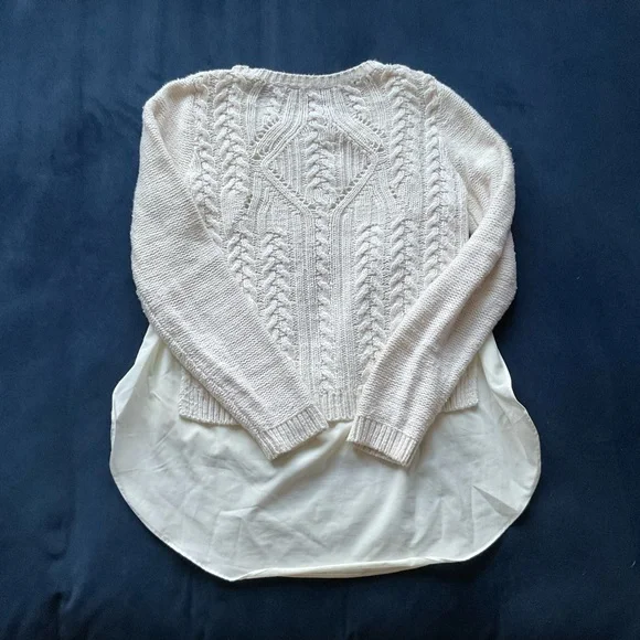 Anthropologie Moth Layered Cable Knit Ella Sweater in‎ Ivory - Picture 7 of 8